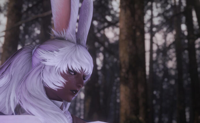 Looking sad in the woods is her specialty